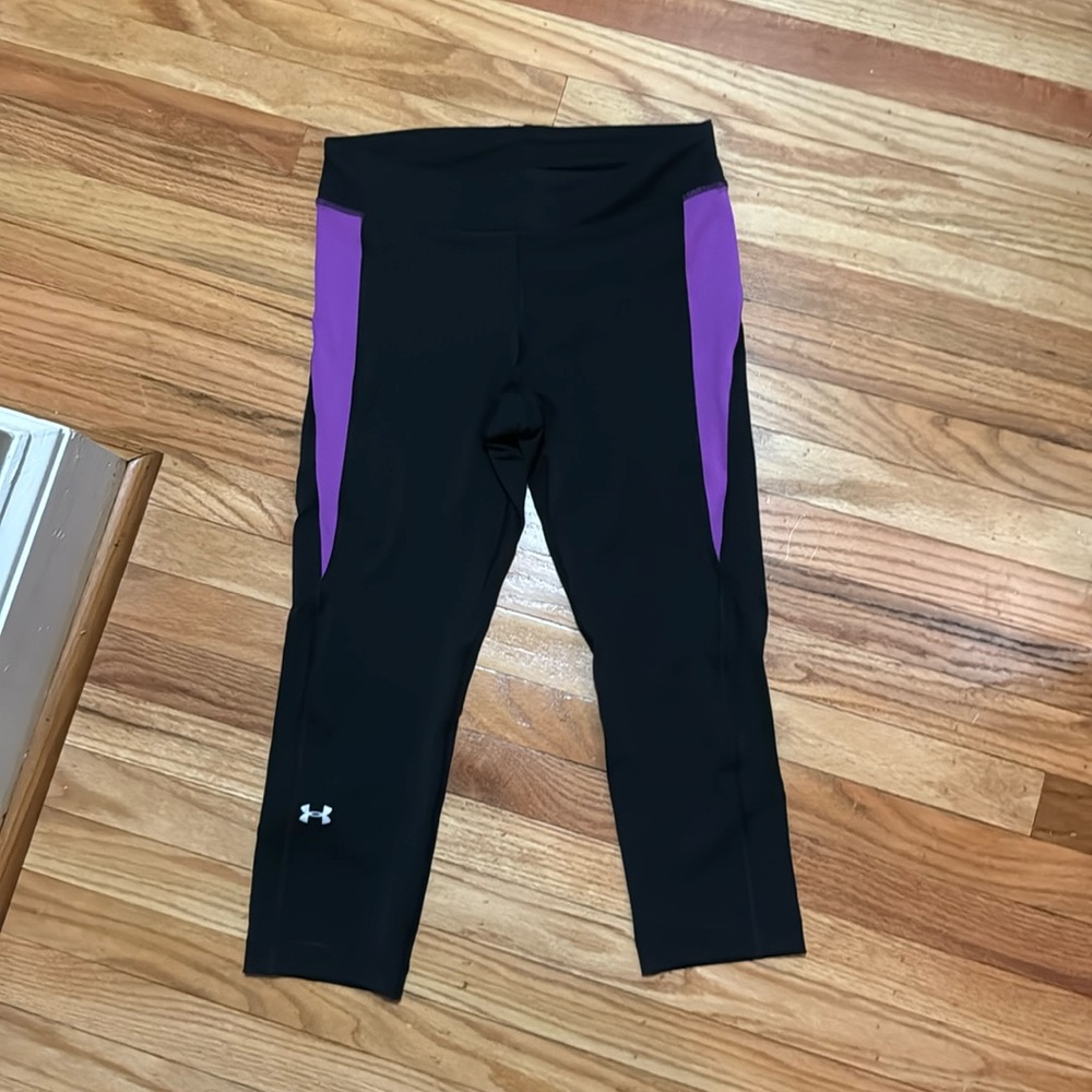 Under Armour Black & Purple Workout Capri